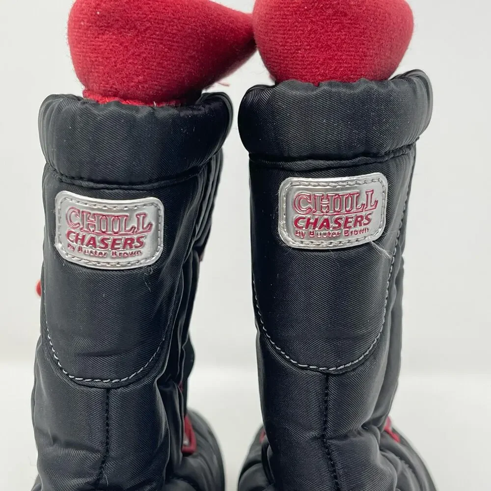 Chill Chasers by Buster‎ Brown Insulated Snow Boots Youth Size 3M Black Red